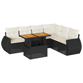 Maison exclusive - salon de jardin 7 pcs avec coussins noir résine tressée