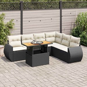 Maison exclusive - salon de jardin 7 pcs avec coussins noir résine tressée