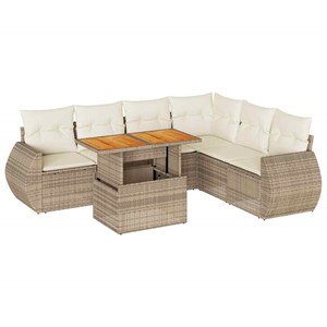 Maison exclusive - salon de jardin avec coussins 7 pcs beige résine tressée