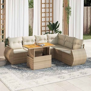 Maison exclusive - salon de jardin avec coussins 7 pcs beige résine tressée