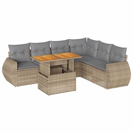 Maison exclusive - salon de jardin avec coussins 7 pcs beige résine tressée
