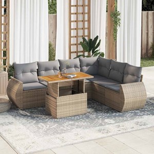 Maison exclusive - salon de jardin avec coussins 7 pcs beige résine tressée