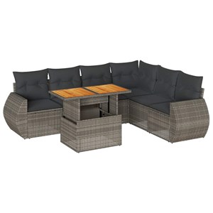 Maison exclusive - salon de jardin avec coussins 7 pcs gris résine tressée