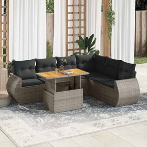Maison exclusive - salon de jardin avec coussins 7 pcs gris résine tressée