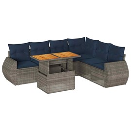 Maison exclusive - salon de jardin avec coussins 7 pcs gris résine tressée