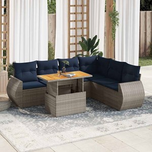 Maison exclusive - salon de jardin avec coussins 7 pcs gris résine tressée
