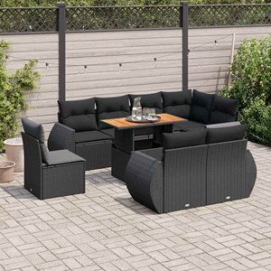 Maison exclusive - salon de jardin 9 pcs avec coussins noir résine tressée