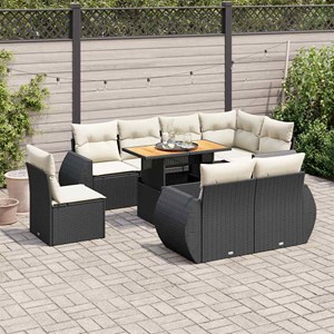 Maison exclusive - salon de jardin 9 pcs avec coussins noir résine tressée