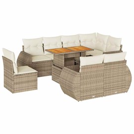 Maison exclusive - salon de jardin avec coussins 9 pcs beige résine tressée