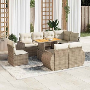 Maison exclusive - salon de jardin avec coussins 9 pcs beige résine tressée