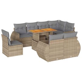 Maison exclusive - salon de jardin avec coussins 9 pcs beige résine tressée