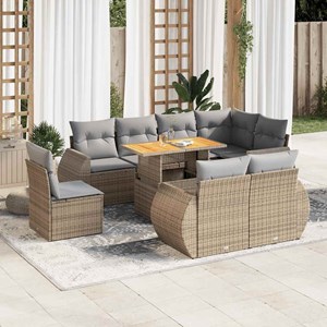 Maison exclusive - salon de jardin avec coussins 9 pcs beige résine tressée