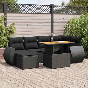 Maison exclusive - salon de jardin 7 pcs avec coussins noir résine tressée