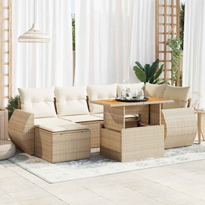 Maison exclusive - salon de jardin avec coussins 7 pcs beige résine tressée