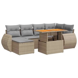 Maison exclusive - salon de jardin avec coussins 7 pcs beige résine tressée