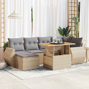 Maison exclusive - salon de jardin avec coussins 7 pcs beige résine tressée