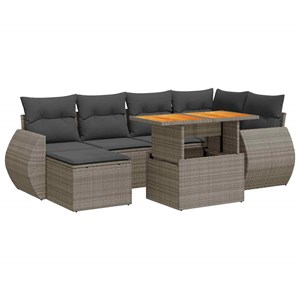 Maison exclusive - salon de jardin avec coussins 7 pcs gris résine tressée
