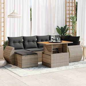 Maison exclusive - salon de jardin avec coussins 7 pcs gris résine tressée
