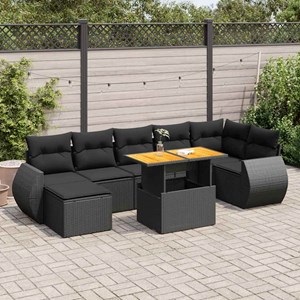 Maison exclusive - salon de jardin 8 pcs avec coussins noir résine tressée