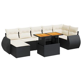Maison exclusive - salon de jardin 8 pcs avec coussins noir résine tressée
