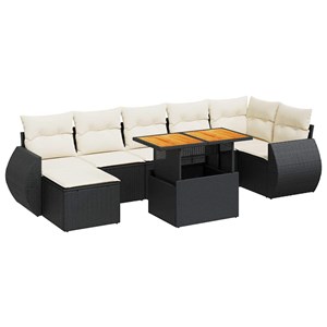 Maison exclusive - salon de jardin 8 pcs avec coussins noir résine tressée