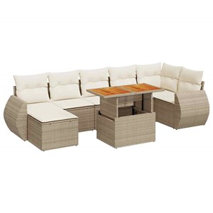Maison exclusive - salon de jardin avec coussins 8 pcs beige résine tressée
