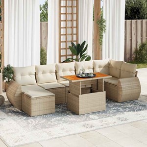 Maison exclusive - salon de jardin avec coussins 8 pcs beige résine tressée