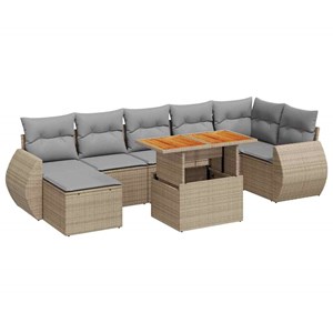 Maison exclusive - salon de jardin avec coussins 8 pcs beige résine tressée