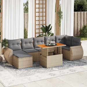 Maison exclusive - salon de jardin avec coussins 8 pcs beige résine tressée