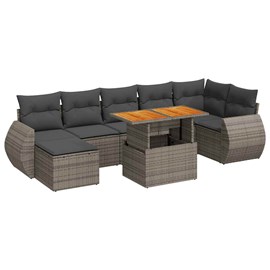Maison exclusive - salon de jardin 8 pcs avec coussins gris résine tressée
