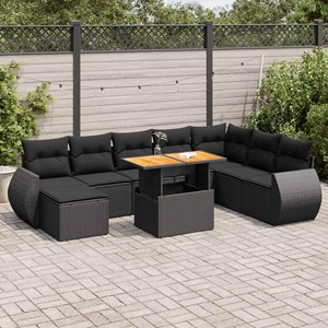 Maison exclusive - salon de jardin 9 pcs avec coussins noir résine tressée