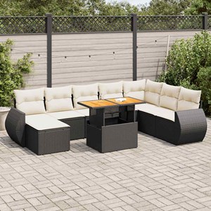 Maison exclusive - salon de jardin 9 pcs avec coussins noir résine tressée
