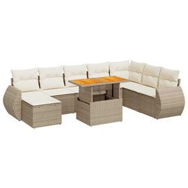 Maison exclusive - salon de jardin avec coussins 9 pcs beige résine tressée