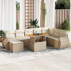 Maison exclusive - salon de jardin avec coussins 9 pcs beige résine tressée