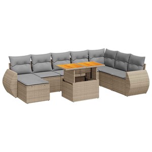 Maison exclusive - salon de jardin avec coussins 9 pcs beige résine tressée