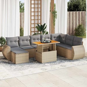 Maison exclusive - salon de jardin avec coussins 9 pcs beige résine tressée
