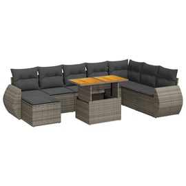 Maison exclusive - salon de jardin 9 pcs avec coussins gris résine tressée