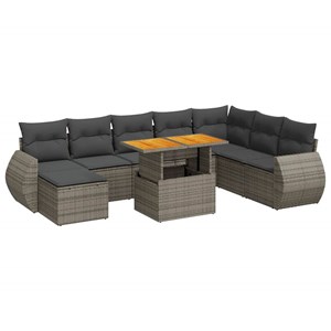 Maison exclusive - salon de jardin 9 pcs avec coussins gris résine tressée