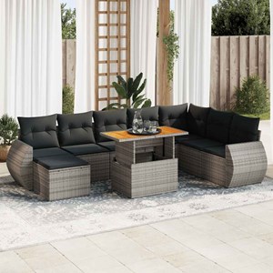 Maison exclusive - salon de jardin 9 pcs avec coussins gris résine tressée