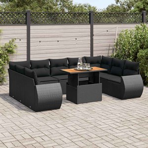 Maison exclusive - salon de jardin 10 pcs avec coussins noir résine tressée