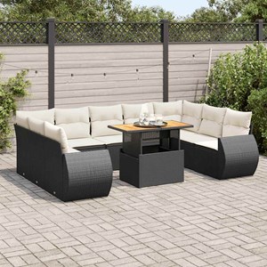 Maison exclusive - salon de jardin 10 pcs avec coussins noir résine tressée