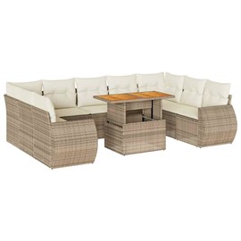 Maison exclusive - salon de jardin avec coussins 10 pcs beige résine tressée