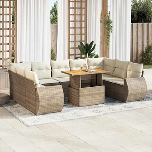 Maison exclusive - salon de jardin avec coussins 10 pcs beige résine tressée