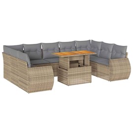 Maison exclusive - salon de jardin avec coussins 10 pcs beige résine tressée