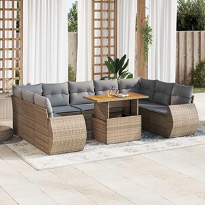 Maison exclusive - salon de jardin avec coussins 10 pcs beige résine tressée