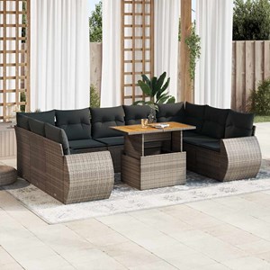 Maison exclusive - salon de jardin avec coussins 10 pcs gris résine tressée