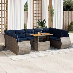 Maison exclusive - salon de jardin avec coussins 10 pcs gris résine tressée