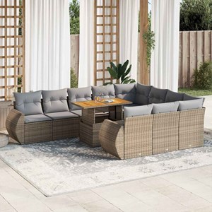 Maison exclusive - salon de jardin 11 pcs avec coussins beige résine tressée