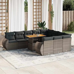 Maison exclusive - salon de jardin 11 pcs avec coussins gris résine tressée