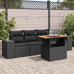 Maison exclusive - salon de jardin 5 pcs avec coussins noir résine tressée